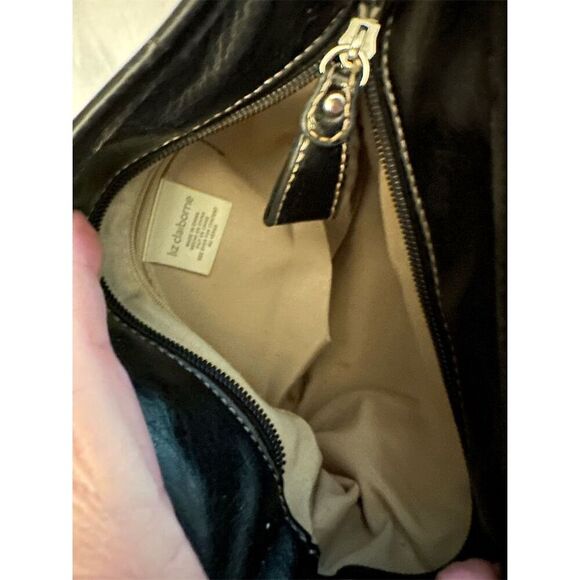 Liz Claiborne Women's Black Tweed Shoulder Bag with Zip Closure - Picture 3 of 5